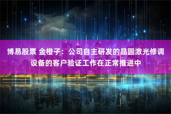 博易股票 金橙子：公司自主研发的晶圆激光修调设备的客户验证工作在正常推进中